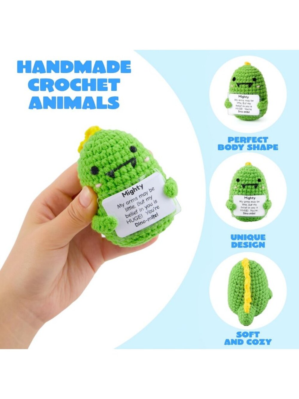 6 Pcs Positive Crochet Animal Plushies - Emotional Support Stuffed Toys for - Picture 7 of 9